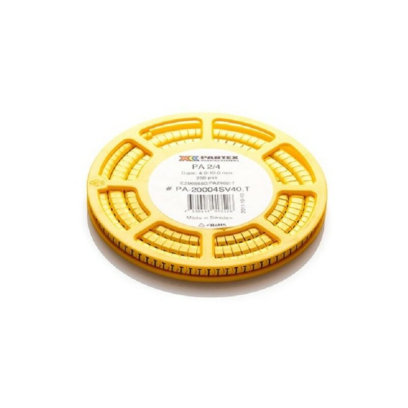 Partex PA-20004SV40.9 - 250 x cables Marcadores PA 2/4 - letra "9" - Dia 4-10mm - Amarillo
Partex PA-20004SV40.9 - 250 x cables Marcadores PA 2/4 - letra "9" - Dia 4-10mm - Amarillo
