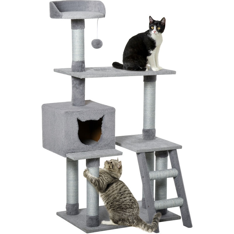Árbol Rascador para Gatos Altura 124 cm Torre de Escalada con Plataformas Escalera Cueva Postes de Yute y Bola Colgante 60,5x40x124 cm - Gris
Árbol Rascador para Gatos Altura 124 cm Torre de Escalada con Plataformas Escalera Cueva Postes de Yute y Bola Colgante 60,5x40x124 cm - Gris