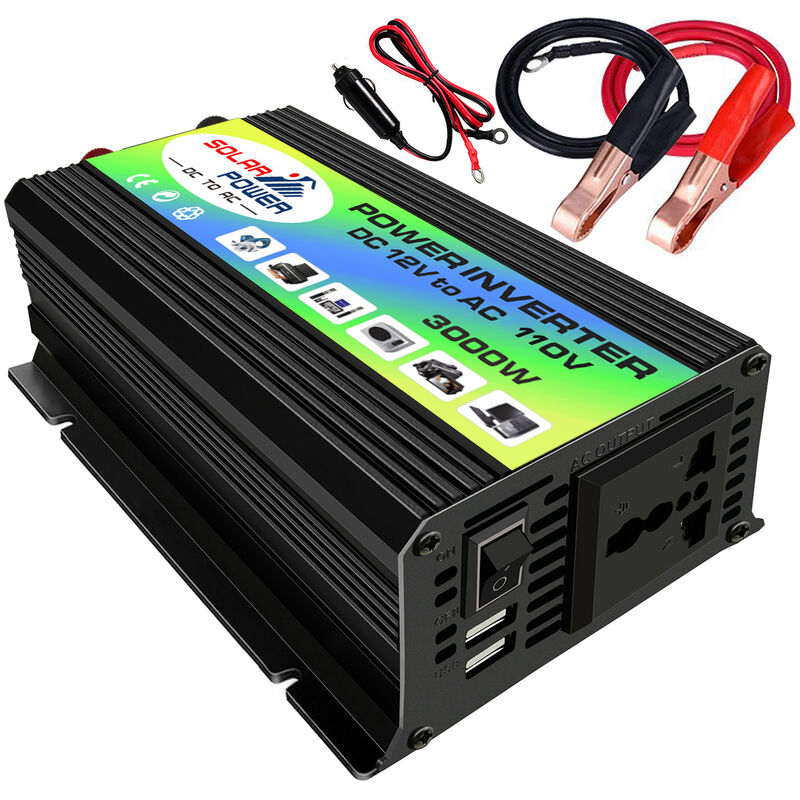 Peaks Power Inversor de onda sinusoidal modificada de 3000 W, inversor de potencia de alta frecuencia,Negro, 110 V
Peaks Power Inversor de onda sinusoidal modificada de 3000 W, inversor de potencia de alta frecuencia,Negro, 110 V