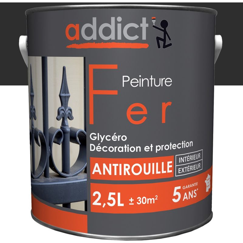 Peinture fer glycéro antirouille 2 5L Couleur Noir mat 5161CD0021NRMT