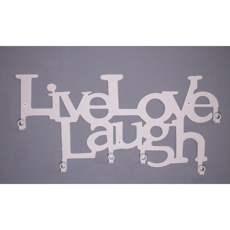 Percha Vivi Ama Ridi - Frases - con ganchos - Decoracion de pared - Pasillo de entrada - Metal blanco, 46 x 0,2 x 27 cm
Percha Vivi Ama Ridi - Frases - con ganchos - Decoracion de pared - Pasillo de entrada - Metal blanco, 46 x 0,2 x 27 cm