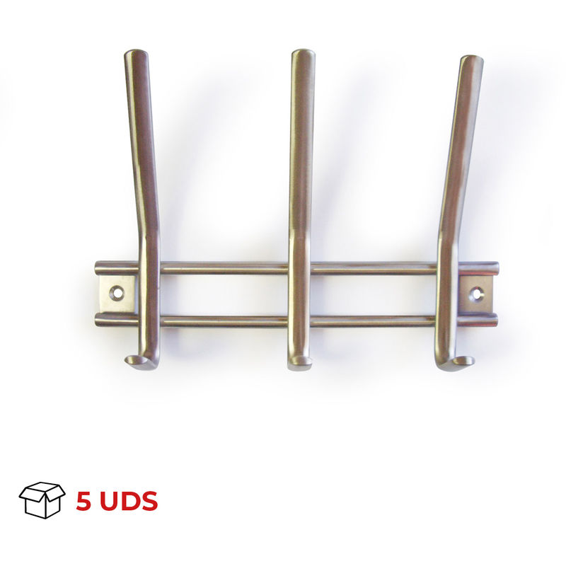 REI - Perchero Pared con 3 Colgadores | Estilo Funcional | Fabricado en Acero Inox | Acabado en Inox mate | Gran Capacidad de Carga | Medidas
REI - Perchero Pared con 3 Colgadores | Estilo Funcional | Fabricado en Acero Inox | Acabado en Inox mate | Gran Capacidad de Carga | Medidas