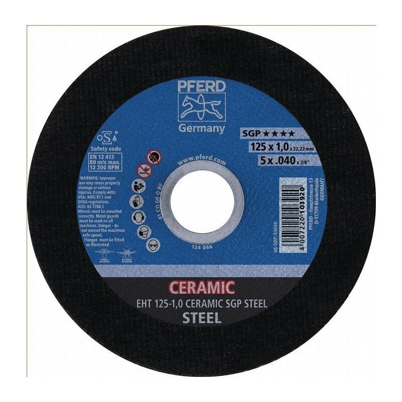 Disco de corte de cerámica SGP Acero D125x2 mm Acero recto 22,23 mm Perforación PFE (Per 25)
Disco de corte de cerámica SGP Acero D125x2 mm Acero recto 22,23 mm Perforación PFE (Per 25)