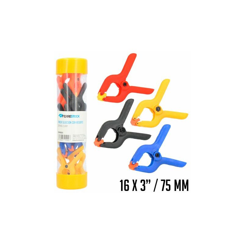 Ferrestock FSKPRB001 16pcs pinzas de sujeción con resorte, mandíbulas giratorias, muelle extra fuerte, apertura máxima 35mm, profundidad 35mm
Ferrestock FSKPRB001 16pcs pinzas de sujeción con resorte, mandíbulas giratorias, muelle extra fuerte, apertura máxima 35mm, profundidad 35mm