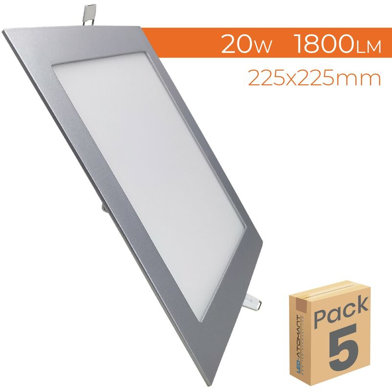 Placa Downlight LED Cuadrada Plana 20W 1800LM Corte 205mm Marco Plata | Blanco Neutro 4500K - Pack 5 Uds. - Blanco Neutro 4500K
Placa Downlight LED Cuadrada Plana 20W 1800LM Corte 205mm Marco Plata | Blanco Neutro 4500K - Pack 5 Uds. - Blanco Neutro 4500K
