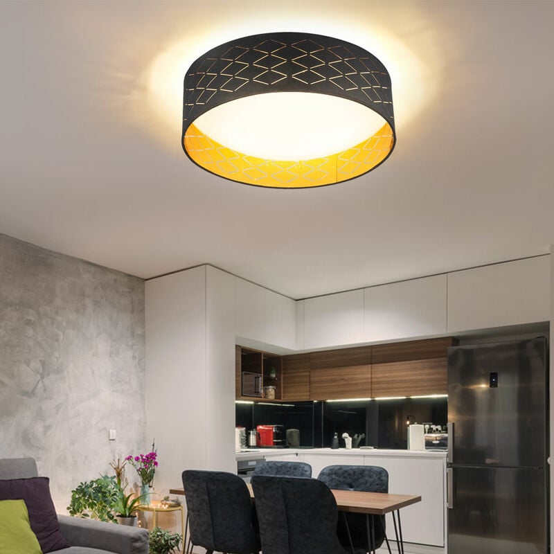 Plafón LED, plafón, plafón salón, efecto estrella, textil oro negro, 18W 1000lm 3000K, FxH 40x12cm
Plafón LED, plafón, plafón salón, efecto estrella, textil oro negro, 18W 1000lm 3000K, FxH 40x12cm