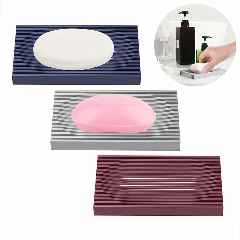 Abcrital - Plato de jabón autodrenante de 3 uds., Plato de jabón de material TPR, se puede utilizar en ambos lados, fondo hueco para baño, cocina,
Abcrital - Plato de jabón autodrenante de 3 uds., Plato de jabón de material TPR, se puede utilizar en ambos lados, fondo hueco para baño, cocina,