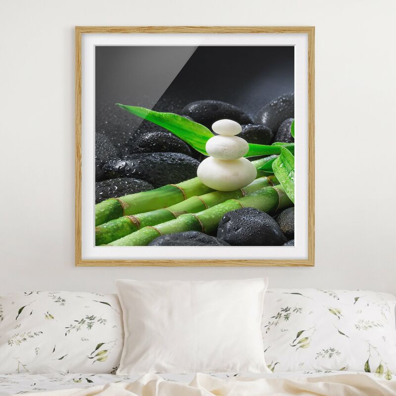 Póster enmarcado - Pietre bianche su bambù Dimensión LxA: 70cm x 70cm, Marco: Roble
Póster enmarcado - Pietre bianche su bambù Dimensión LxA: 70cm x 70cm, Marco: Roble