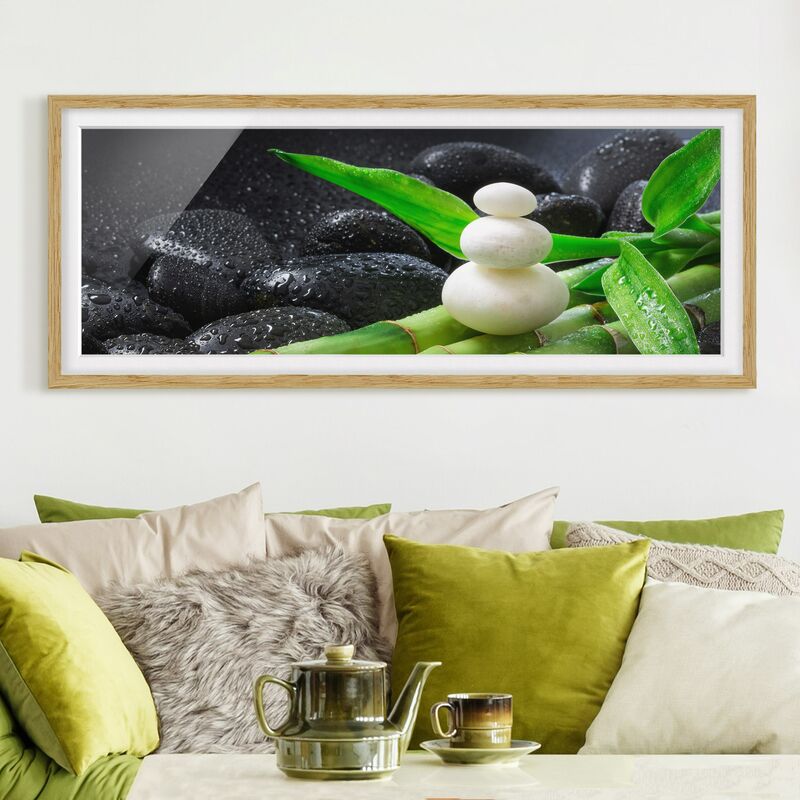 Póster enmarcado - Pietre bianche su bambù Dimensión LxA: 50cm x 130cm, Marco: Roble
Póster enmarcado - Pietre bianche su bambù Dimensión LxA: 50cm x 130cm, Marco: Roble