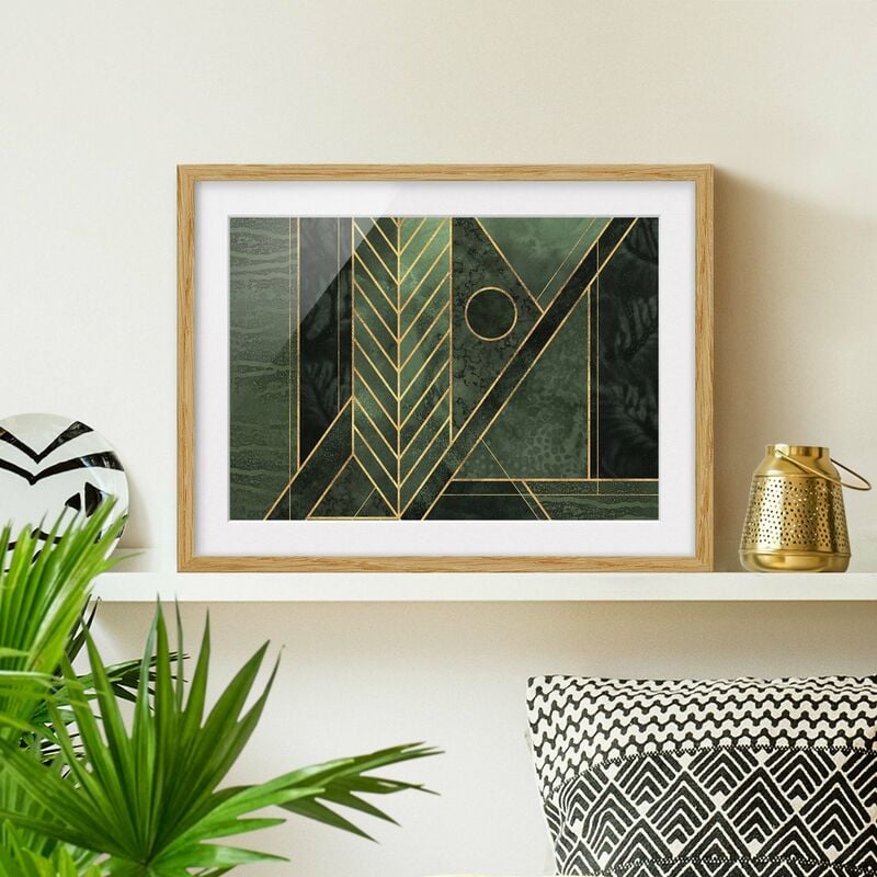 Póster enmarcado - Forme geometriche oro verde smeraldo Dimensión LxA: 30cm x 40cm, Marco: Roble
Póster enmarcado - Forme geometriche oro verde smeraldo Dimensión LxA: 30cm x 40cm, Marco: Roble