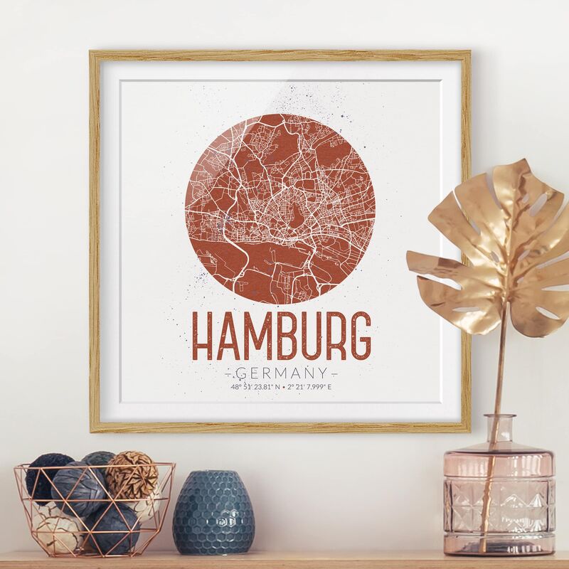 Póster enmarcado - Hamburg City Map - Retro Dimensión LxA: 30cm x 30cm, Marco: Roble
Póster enmarcado - Hamburg City Map - Retro Dimensión LxA: 30cm x 30cm, Marco: Roble