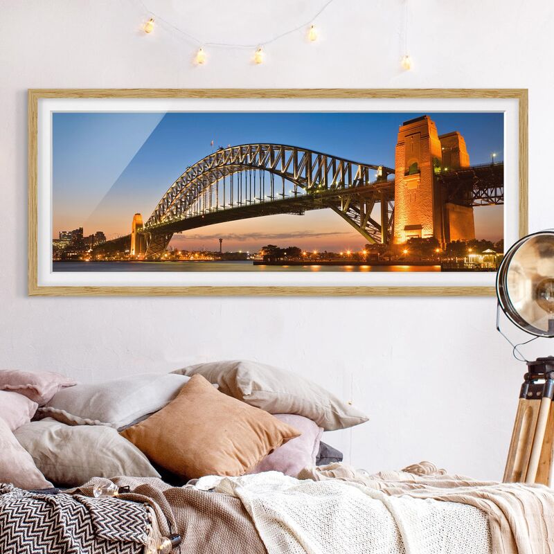 Póster enmarcado - Harbour Bridge Di Sydney Dimensión LxA: 20cm x 50cm, Marco: Roble
Póster enmarcado - Harbour Bridge Di Sydney Dimensión LxA: 20cm x 50cm, Marco: Roble