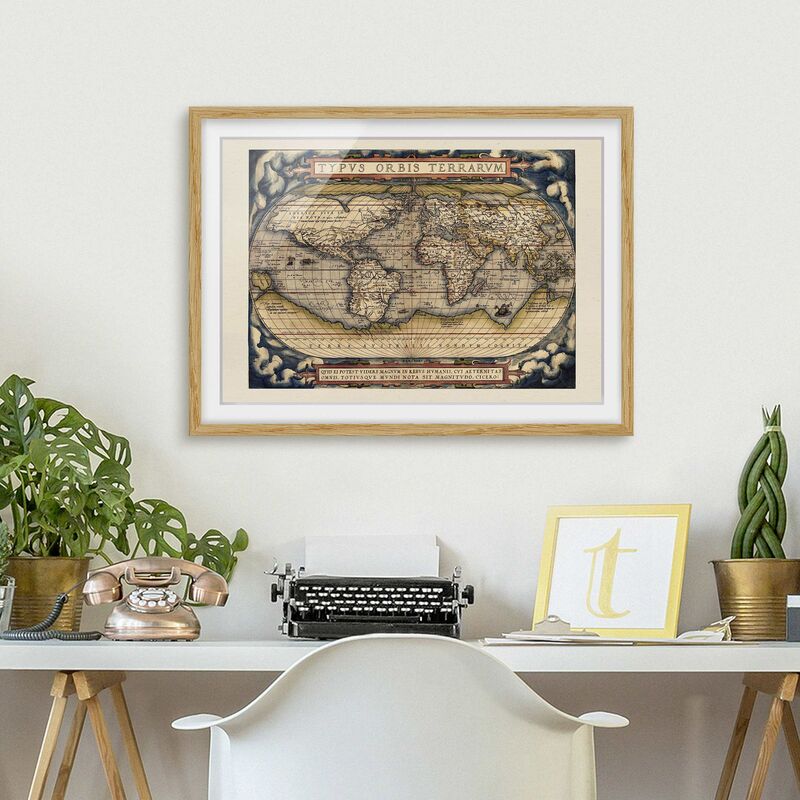 Póster enmarcado - Historic tipo World Map Orbis Terrarum Dimensión LxA: 50cm x 70cm, Marco: Roble
Póster enmarcado - Historic tipo World Map Orbis Terrarum Dimensión LxA: 50cm x 70cm, Marco: Roble