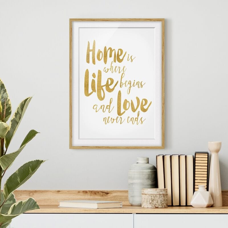 Póster enmarcado - La casa è dove Life Begins oro Dimensión LxA: 70cm x 50cm, Marco: Roble
Póster enmarcado - La casa è dove Life Begins oro Dimensión LxA: 70cm x 50cm, Marco: Roble