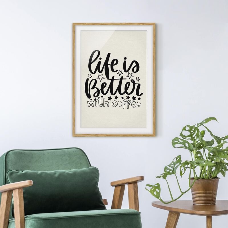 Póster enmarcado - Life Is Better With Coffee Dimensión LxA: 55cm x 40cm, Marco: Roble
Póster enmarcado - Life Is Better With Coffee Dimensión LxA: 55cm x 40cm, Marco: Roble