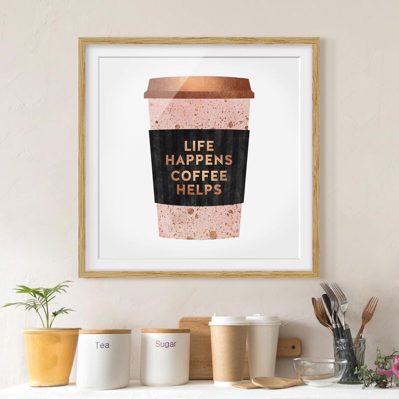 Póster enmarcado - Life Happens caffè aiuta oro Dimensión LxA: 70cm x 70cm, Marco: Roble
Póster enmarcado - Life Happens caffè aiuta oro Dimensión LxA: 70cm x 70cm, Marco: Roble
