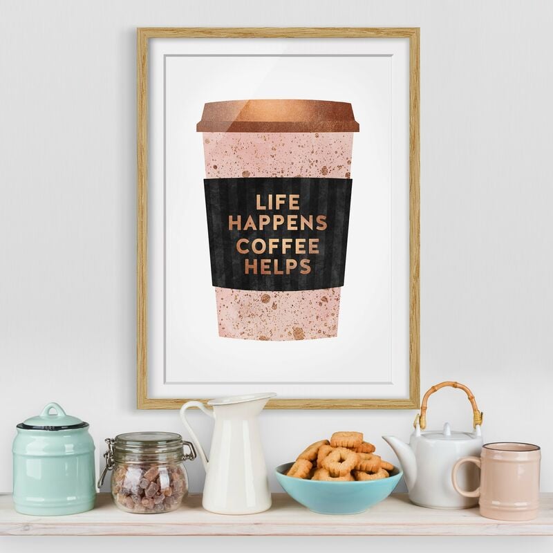 Póster enmarcado - Life Happens caffè aiuta oro Dimensión LxA: 55cm x 40cm, Marco: Roble
Póster enmarcado - Life Happens caffè aiuta oro Dimensión LxA: 55cm x 40cm, Marco: Roble