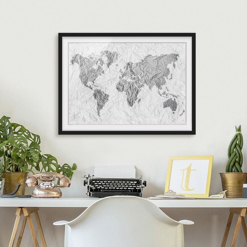 Póster enmarcado - Paper World Map White Gray Dimensión LxA: 70cm x 100cm, Marco: Negro
Póster enmarcado - Paper World Map White Gray Dimensión LxA: 70cm x 100cm, Marco: Negro