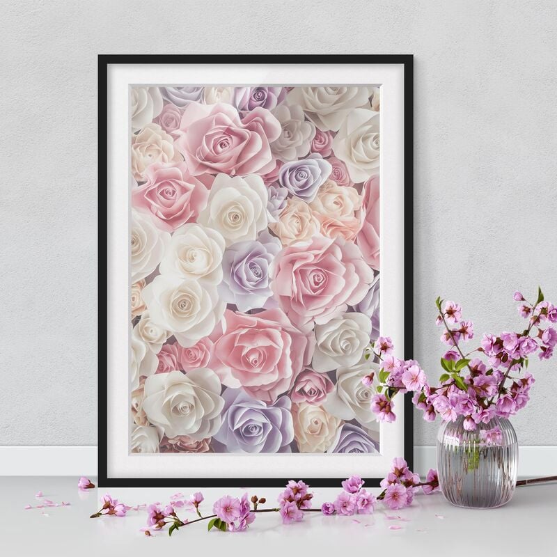 Póster enmarcado - Pastel Paper Art Roses Dimensión LxA: 70cm x 50cm, Marco: Negro
Póster enmarcado - Pastel Paper Art Roses Dimensión LxA: 70cm x 50cm, Marco: Negro