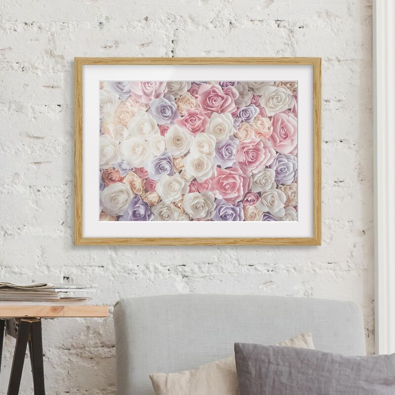 Póster enmarcado - Pastel Paper Art Roses Dimensión LxA: 70cm x 100cm, Marco: Roble
Póster enmarcado - Pastel Paper Art Roses Dimensión LxA: 70cm x 100cm, Marco: Roble