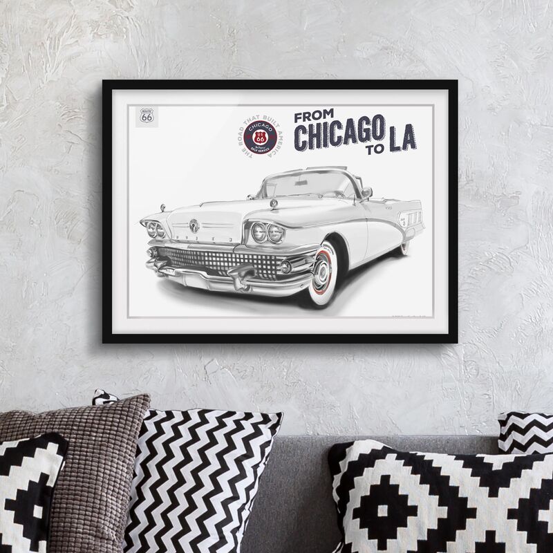 Póster enmarcado - Route 66 - Chicago Con Buick Dimensión LxA: 40cm x 55cm, Marco: Negro
Póster enmarcado - Route 66 - Chicago Con Buick Dimensión LxA: 40cm x 55cm, Marco: Negro