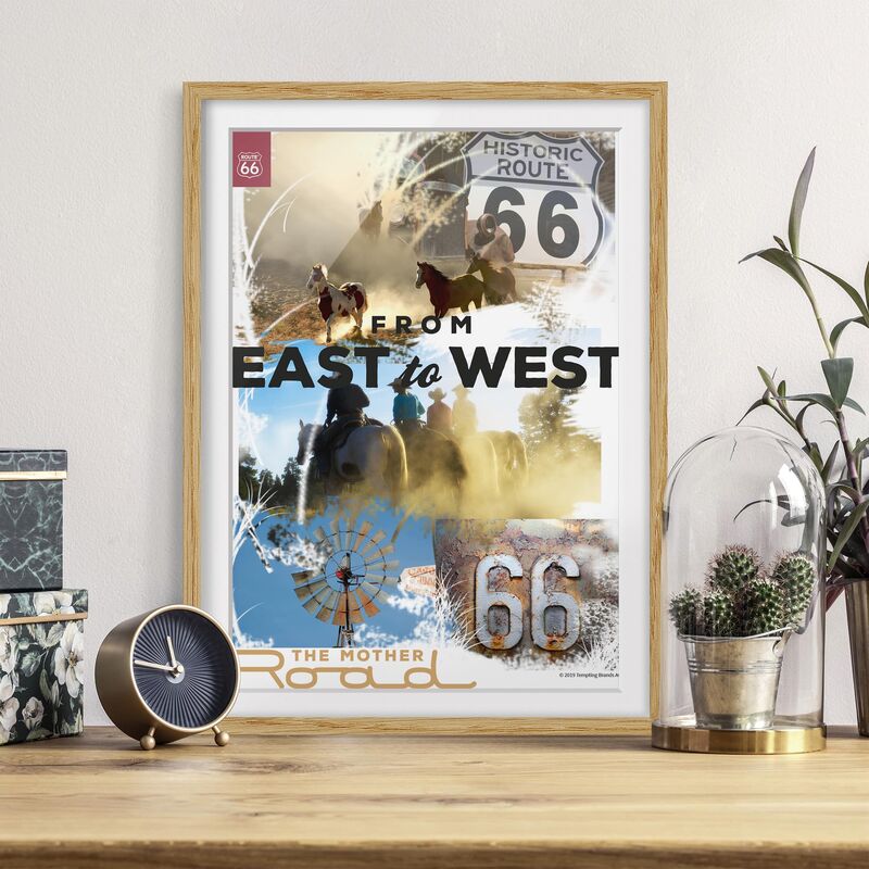Póster enmarcado - Route 66 - Mother Road Collage Dimensión LxA: 70cm x 50cm, Marco: Roble
Póster enmarcado - Route 66 - Mother Road Collage Dimensión LxA: 70cm x 50cm, Marco: Roble