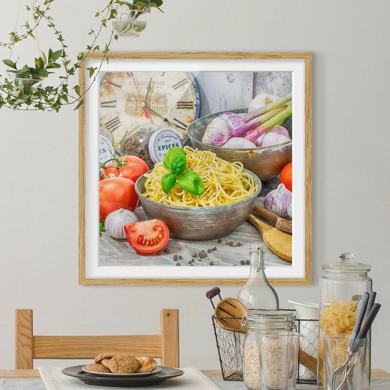 Póster enmarcado - Spagetthi Con Basilico Dimensión LxA: 70cm x 70cm, Marco: Roble
Póster enmarcado - Spagetthi Con Basilico Dimensión LxA: 70cm x 70cm, Marco: Roble