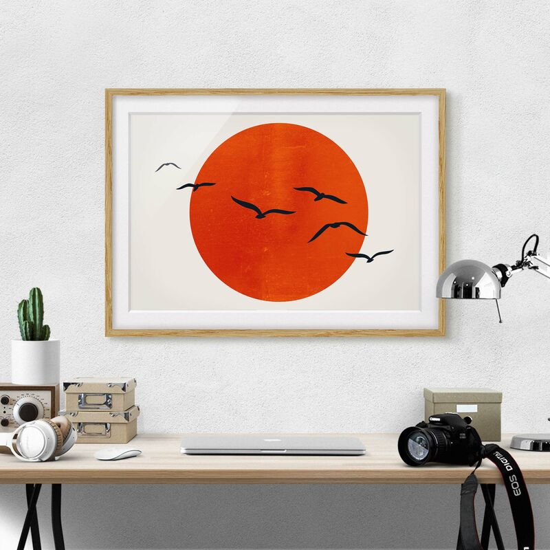 Póster enmarcado - Stormo di uccelli davanti al sole rosso Dimensión LxA: 50cm x 70cm, Marco: Roble
Póster enmarcado - Stormo di uccelli davanti al sole rosso Dimensión LxA: 50cm x 70cm, Marco: Roble