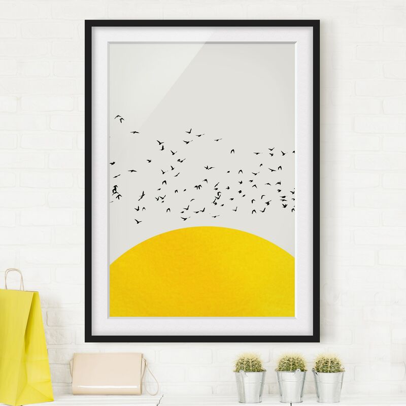 Póster enmarcado - Stormo di uccelli davanti al sole dorato Dimensión LxA: 100cm x 70cm, Marco: Negro
Póster enmarcado - Stormo di uccelli davanti al sole dorato Dimensión LxA: 100cm x 70cm, Marco: Negro