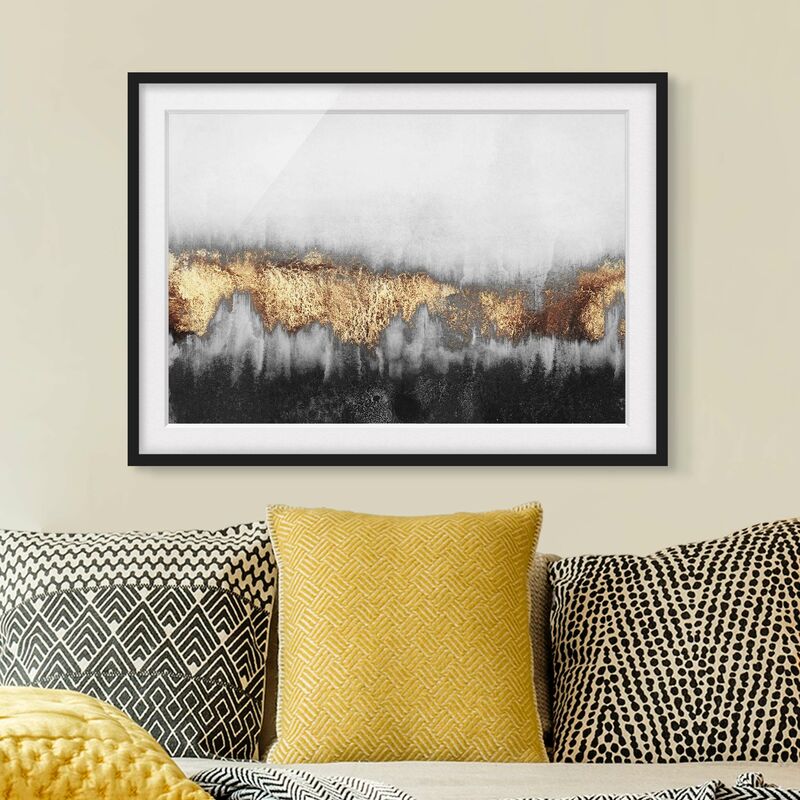 Póster enmarcado - Tracce d'oro in acquerello Dimensión LxA: 40cm x 55cm, Marco: Negro
Póster enmarcado - Tracce d'oro in acquerello Dimensión LxA: 40cm x 55cm, Marco: Negro