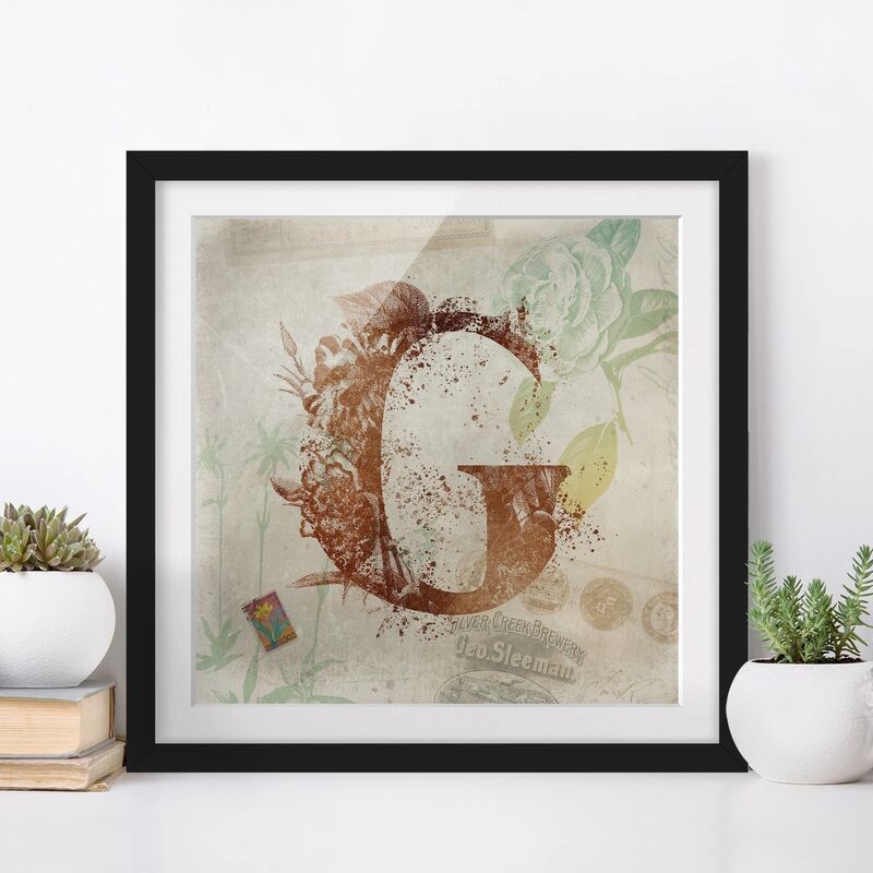 Póster enmarcado - Vintage oro Alfabeto Lettera G Dimensión LxA: 30cm x 30cm, Marco: Negro
Póster enmarcado - Vintage oro Alfabeto Lettera G Dimensión LxA: 30cm x 30cm, Marco: Negro