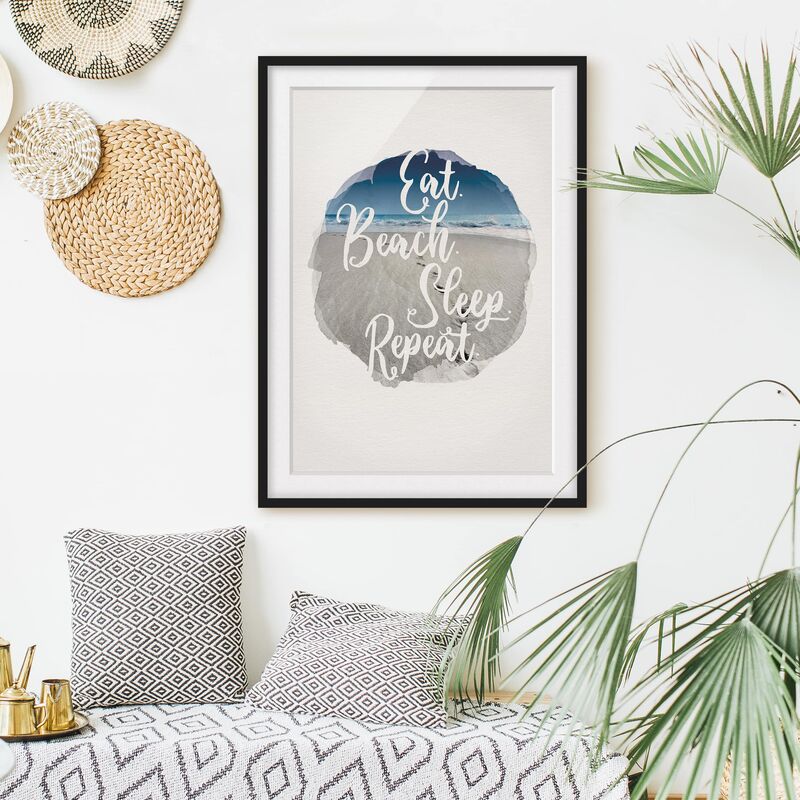 Póster enmarcado - Acquerelli - Eat.Beach.Sleep.Repeat. Dimensión LxA: 100cm x 70cm, Marco: Negro 
Póster enmarcado - Acquerelli - Eat.Beach.Sleep.Repeat. Dimensión LxA: 100cm x 70cm, Marco: Negro