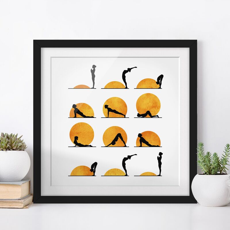 Póster enmarcado - Yoga - il saluto del sole Dimensión LxA: 70cm x 70cm, Marco: Negro
Póster enmarcado - Yoga - il saluto del sole Dimensión LxA: 70cm x 70cm, Marco: Negro