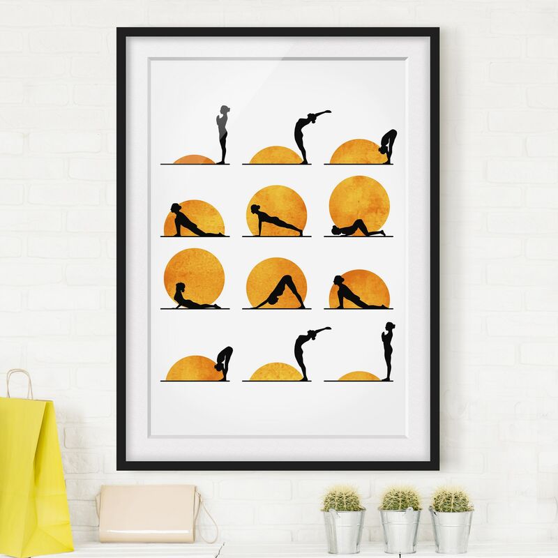 Póster enmarcado - Yoga - il saluto del sole Dimensión LxA: 100cm x 70cm, Marco: Negro
Póster enmarcado - Yoga - il saluto del sole Dimensión LxA: 100cm x 70cm, Marco: Negro