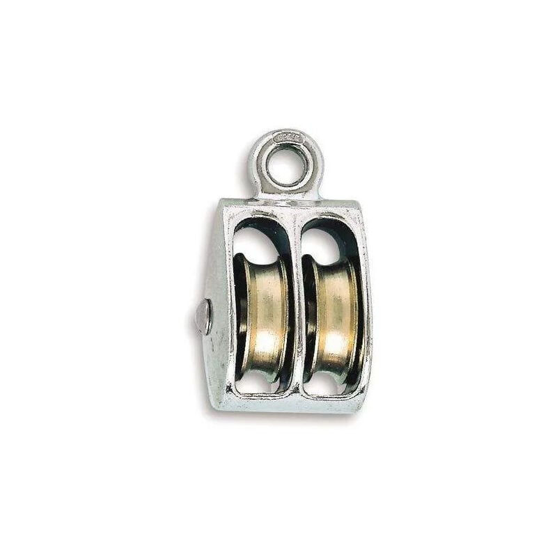 Polea de ojo con dos rodillos de Zamak niquelados de 25 mm de diámetro para cuerda de 6 mm
Polea de ojo con dos rodillos de Zamak niquelados de 25 mm de diámetro para cuerda de 6 mm
