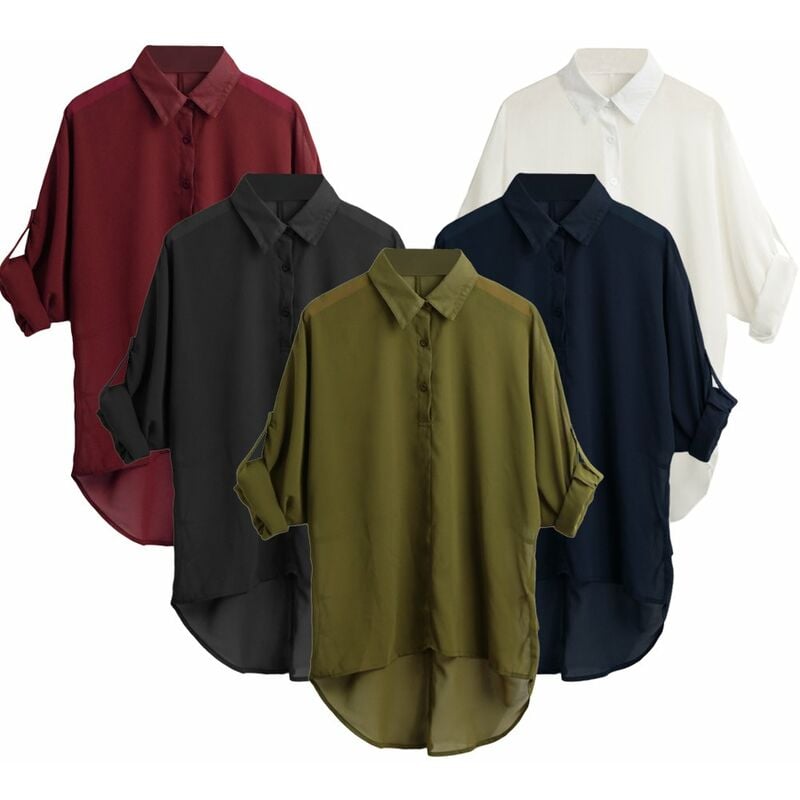 Primavera mujer blusa camisa de gasa manga larga cuello vuelto asimetrico Casual suelto Top,Borgona, XXXXXL
Primavera mujer blusa camisa de gasa manga larga cuello vuelto asimetrico Casual suelto Top,Borgona, XXXXXL
