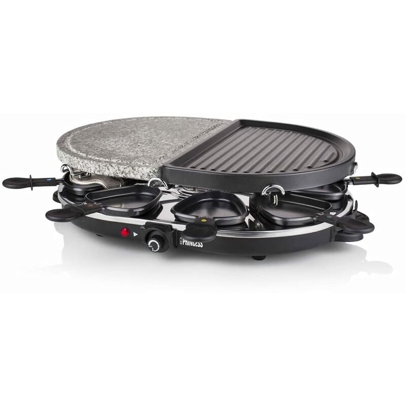 Princess! - Princess Raclette con grill y piedra ovalado y 8 sartenes 1200W 162710 - Negro
Princess! - Princess Raclette con grill y piedra ovalado y 8 sartenes 1200W 162710 - Negro