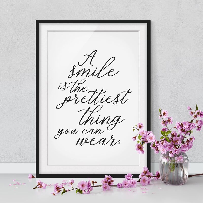 Póster enmarcado - A Smile Is The Prettiest Thing Dimensión LxA: 40cm x 30cm, Marco: Negro
Póster enmarcado - A Smile Is The Prettiest Thing Dimensión LxA: 40cm x 30cm, Marco: Negro