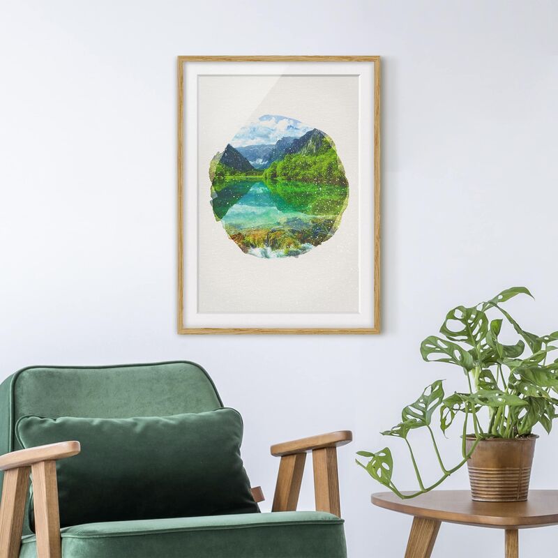 Póster enmarcado - Acquarelli - Mountain Lake Con Mirroring Dimensión LxA: 40cm x 30cm, Marco: Roble
Póster enmarcado - Acquarelli - Mountain Lake Con Mirroring Dimensión LxA: 40cm x 30cm, Marco: Roble