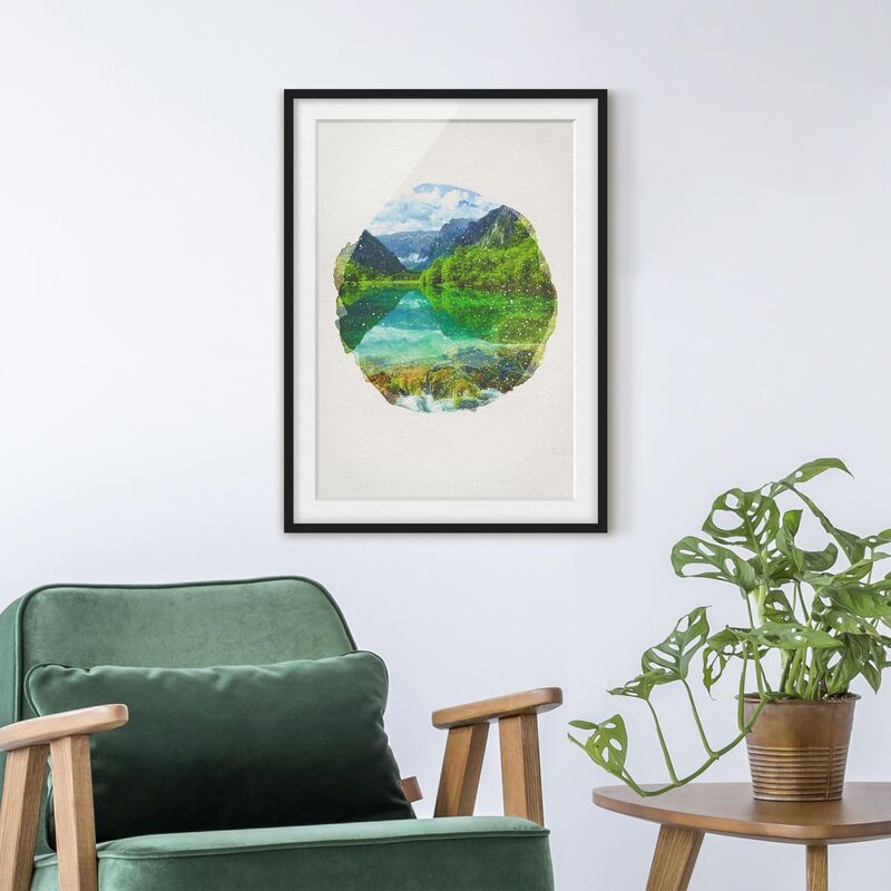 Póster enmarcado - Acquarelli - Mountain Lake Con Mirroring Dimensión LxA: 55cm x 40cm, Marco: Negro
Póster enmarcado - Acquarelli - Mountain Lake Con Mirroring Dimensión LxA: 55cm x 40cm, Marco: Negro
