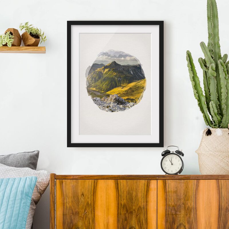 Póster enmarcado - Acquerelli - Montagne e valle delle Alpi Lechtal in Tirolo Dimensión LxA: 70cm x 50cm, Marco: Negro
Póster enmarcado - Acquerelli - Montagne e valle delle Alpi Lechtal in Tirolo Dimensión LxA: 70cm x 50cm, Marco: Negro