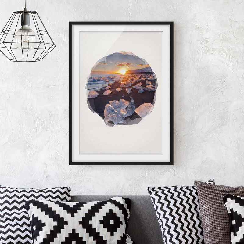 Póster enmarcado - Acquerelli - pezzi di ghiaccio sulla spiaggia Islanda Dimensión LxA: 24cm x 18cm, Marco: Negro
Póster enmarcado - Acquerelli - pezzi di ghiaccio sulla spiaggia Islanda Dimensión LxA: 24cm x 18cm, Marco: Negro