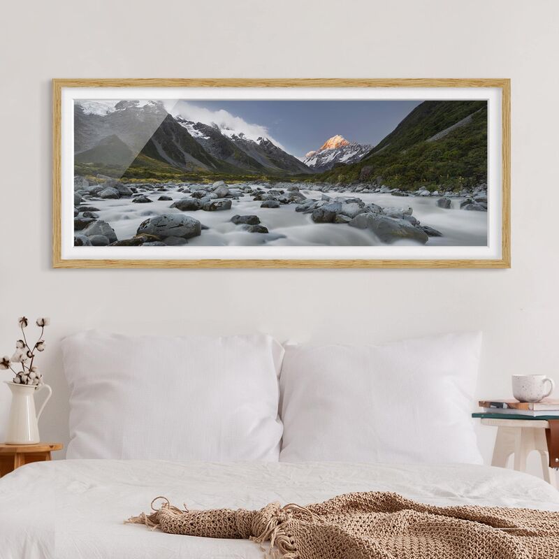 Póster enmarcado - Aoraki Sopra Il Fiume Hooker Dimensión LxA: 30cm x 75cm, Marco: Roble
Póster enmarcado - Aoraki Sopra Il Fiume Hooker Dimensión LxA: 30cm x 75cm, Marco: Roble
