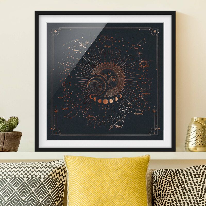 Póster enmarcado - Astrologia Sun Moon And Stars Blue Gold Dimensión LxA: 30cm x 30cm, Marco: Negro
Póster enmarcado - Astrologia Sun Moon And Stars Blue Gold Dimensión LxA: 30cm x 30cm, Marco: Negro