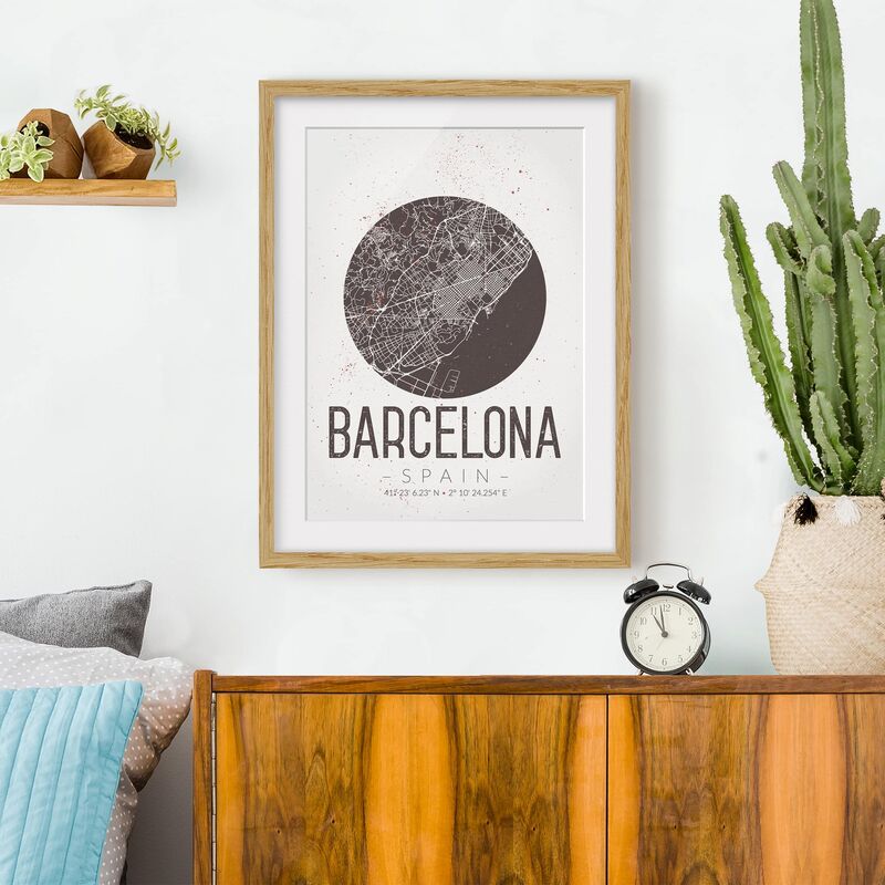 Póster enmarcado - Barcelona City Map - Retro Dimensión LxA: 24cm x 18cm, Marco: Roble
Póster enmarcado - Barcelona City Map - Retro Dimensión LxA: 24cm x 18cm, Marco: Roble