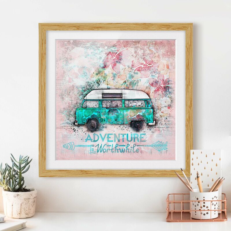 Póster enmarcado - Bulli Adventure Collage pastello Dimensión LxA: 70cm x 70cm, Marco: Roble
Póster enmarcado - Bulli Adventure Collage pastello Dimensión LxA: 70cm x 70cm, Marco: Roble