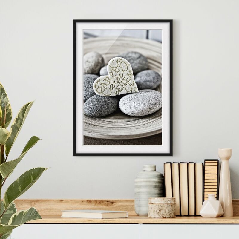 Póster enmarcado - Carpe Diem di cuore con pietre Dimensión LxA: 40cm x 30cm, Marco: Negro
Póster enmarcado - Carpe Diem di cuore con pietre Dimensión LxA: 40cm x 30cm, Marco: Negro