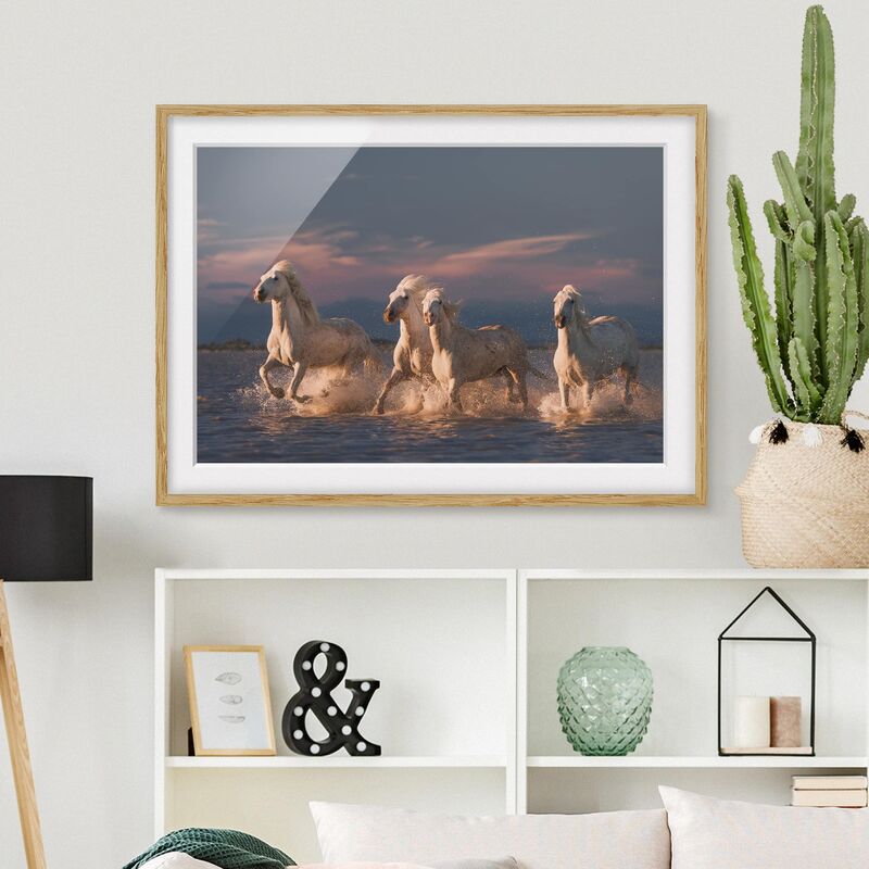 Póster enmarcado - Cavalli selvaggi in Kamargue Dimensión LxA: 40cm x 55cm, Marco: Roble
Póster enmarcado - Cavalli selvaggi in Kamargue Dimensión LxA: 40cm x 55cm, Marco: Roble