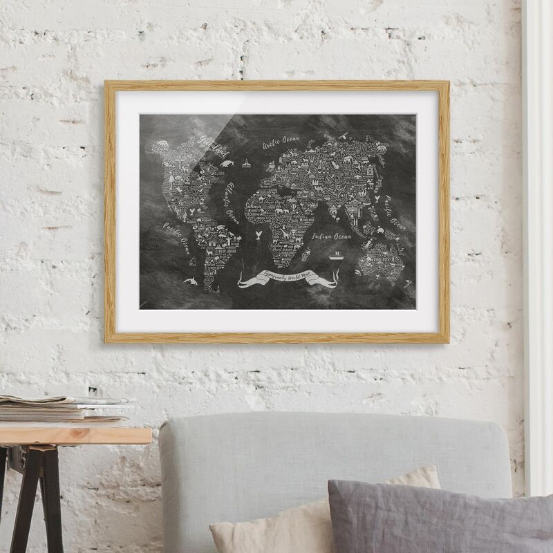 Póster enmarcado - Chalk Typography World Map Dimensión LxA: 40cm x 55cm, Marco: Roble
Póster enmarcado - Chalk Typography World Map Dimensión LxA: 40cm x 55cm, Marco: Roble