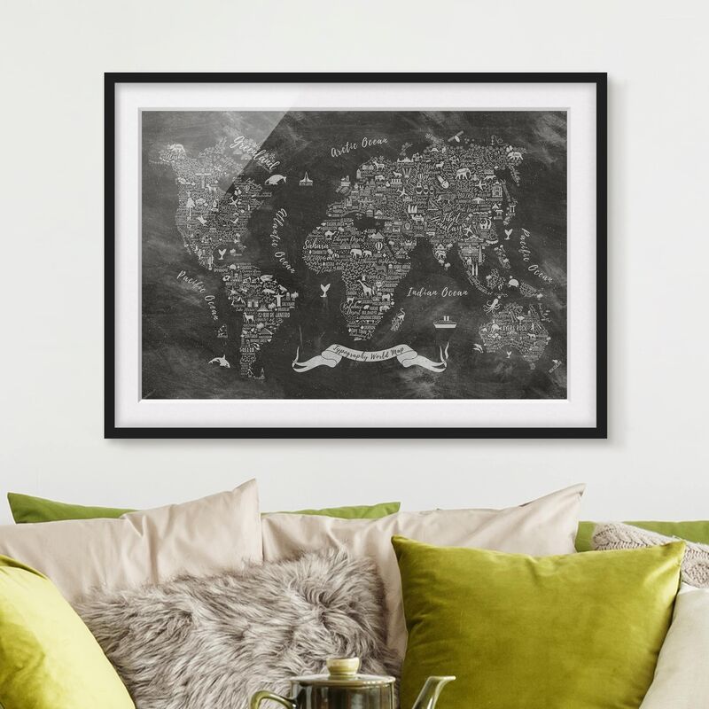 Póster enmarcado - Chalk Typography World Map Dimensión LxA: 50cm x 70cm, Marco: Negro
Póster enmarcado - Chalk Typography World Map Dimensión LxA: 50cm x 70cm, Marco: Negro